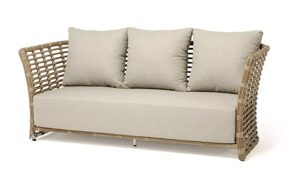 "Валенсия" диван из искусственного ротанга трехместный, цвет соломенный