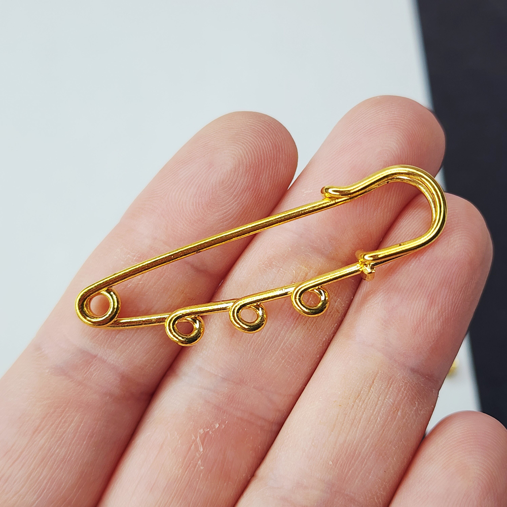 Броши булавки, сталь, позолота, 50мм, цена за набор 2 шт