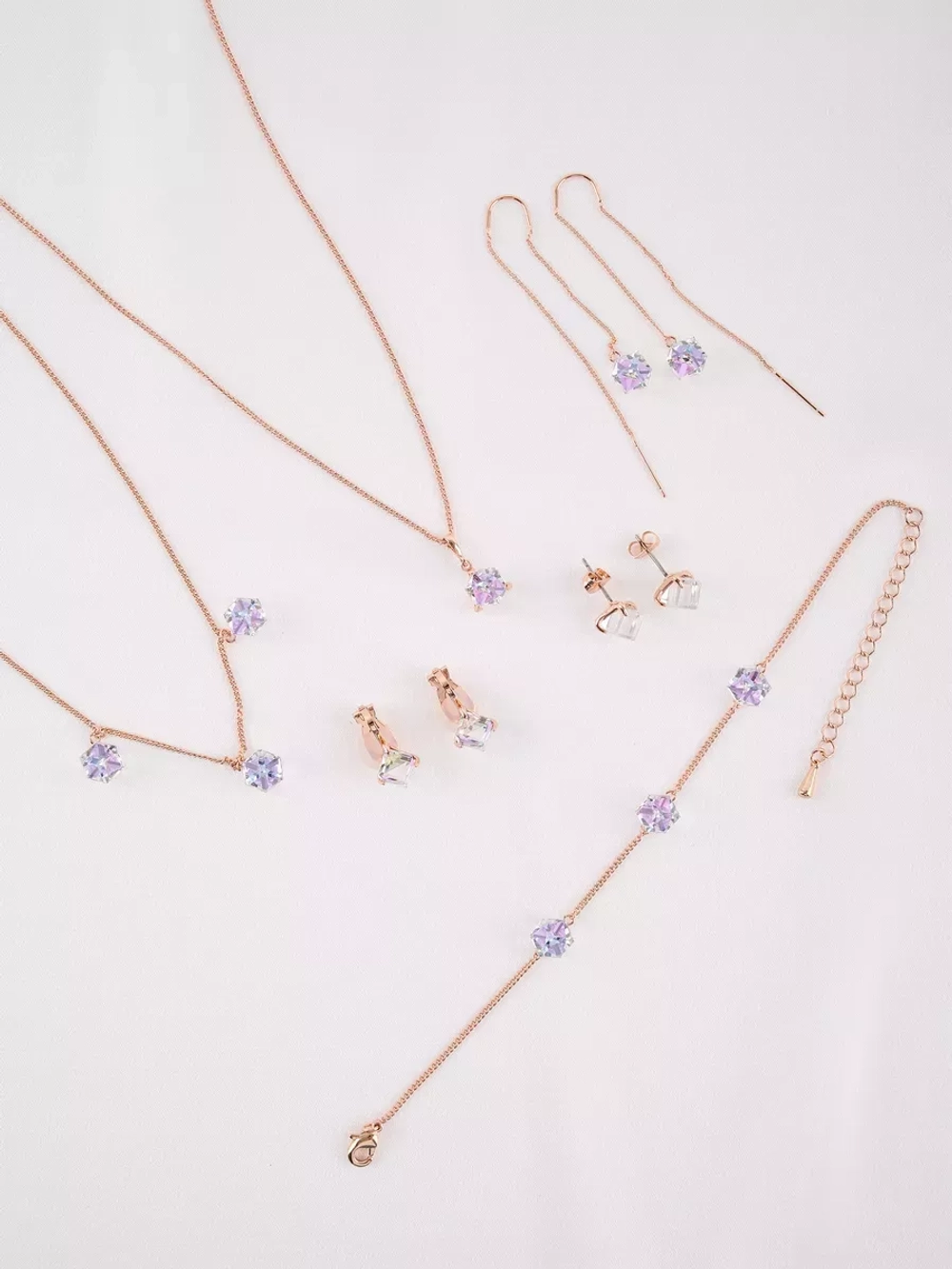 Колье Миражи с сиреневыми кристаллами Swarovski