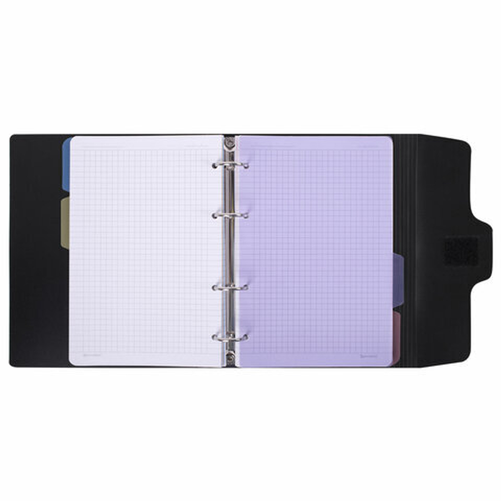 Тетрадь на кольцах А5 175х220мм, 120л, пластик, на липучке с разделителями, BRAUBERG, Черный,404637