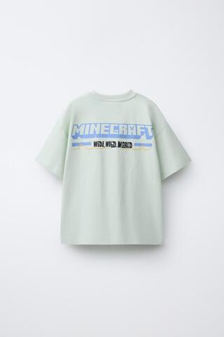 ZARA ФУТБОЛКА С ПРИНТОМ MINECRAFT © MOJANG AB. ™, СИНИЙ