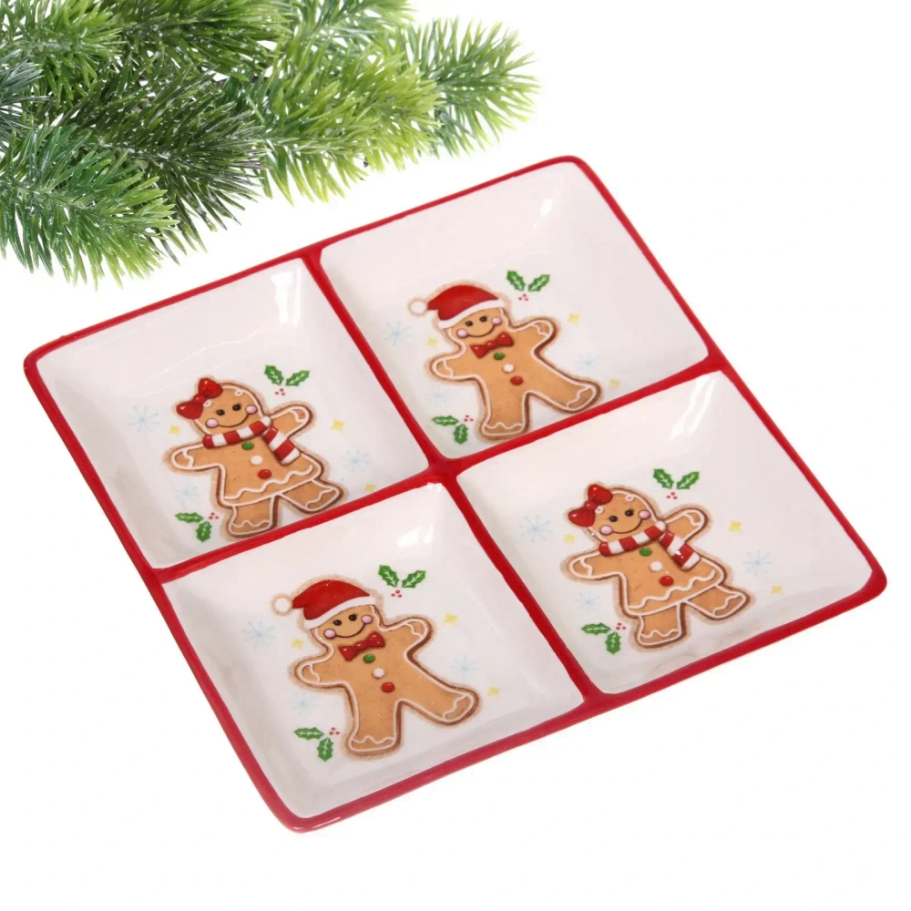 Менажница керамическая «Пряничные человечки» 18,5*18,5*2,3см