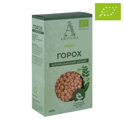 Органический горох шлифованный целый "Аривера", 400 г