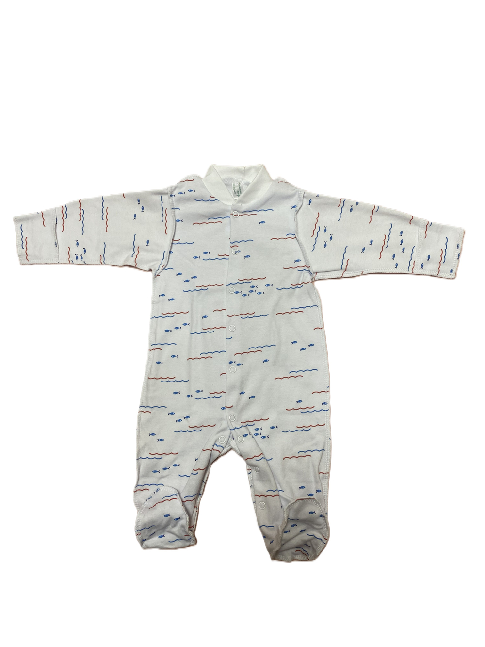 Комбинезон №1 с закрытой ножкой на кнопках из интерлока (100% хлопок) с антицарапками и швами наружу на рост 62 см