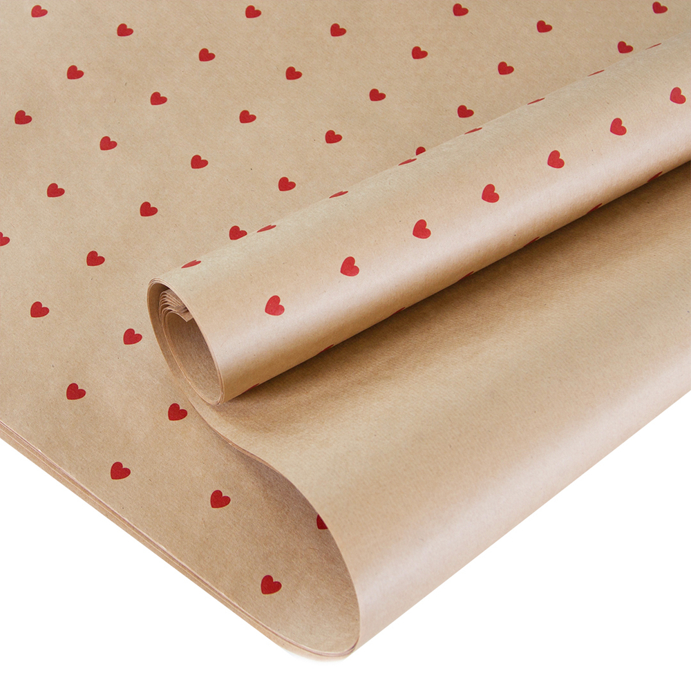 Упаковочная бумага «Сердечки», крафт, 0,7×1 м, 80 г/м²