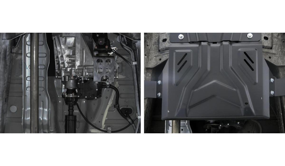 Защита РК Rival для Mitsubishi L200 V (V - 2.4D) 2015-2019 2018-н.в./Mitsubishi Pajero Sport III (V - 2.4D; 3.0) 2016-2021 2021-н.в., сталь 1.8 мм, с крепежом (устанавл-ся совместно с 111.4047.2), штампованная, 111.4048.2