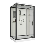 Душевая кабина Niagara Standart ST120/90/15Q/BL (120х90х215) прямоугольник,поддон 15см,распашная,проф.черный,3 места