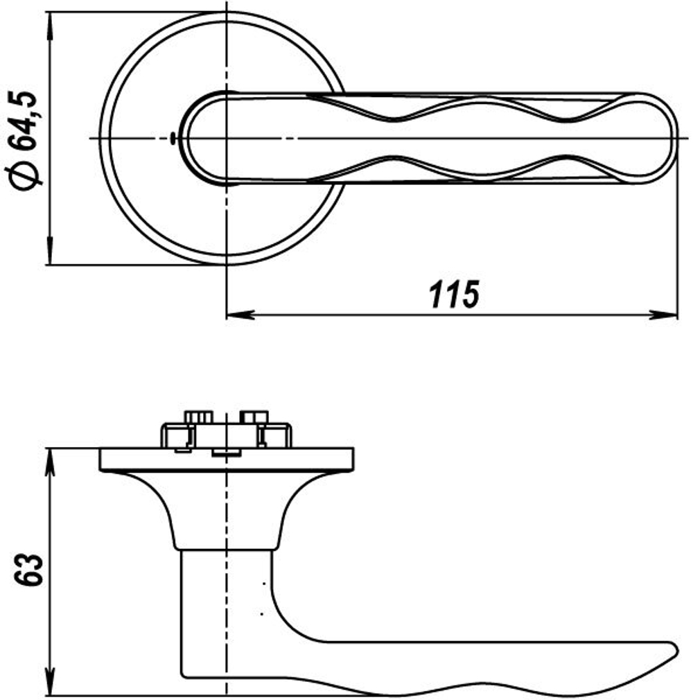 Ручка защелка DK624/BL CP-PS (624/BL CP-P) (без фик.) хром