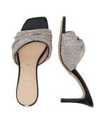 Шлепанцы кожаные на шпильке hadey Guess - серебряный(FLJHAD LEA03)