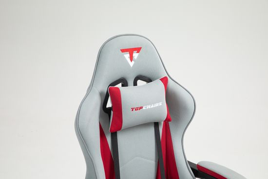 Кресло спортивное TopChairs Phantom ткань серо-красный