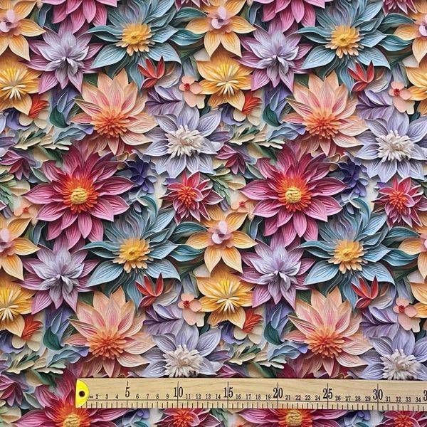 В ПУТИ, ЦВЕТЫ 3D, 100% хлопок Handmade Fabrics 2