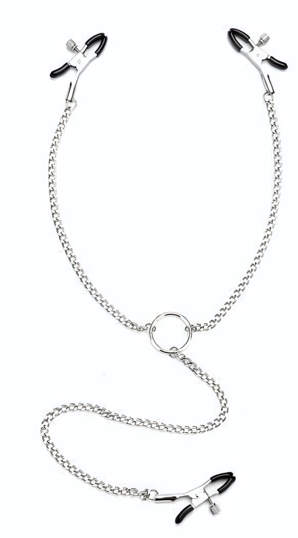 Серебристые зажимы для клитора и сосков с цепочкой (Цвет: серебристый)