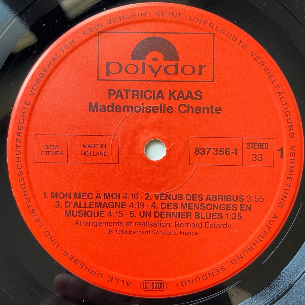 Винтажная виниловая пластинка LP Patricia Kaas Mademoiselle Chante (Нидерланды 1988)
