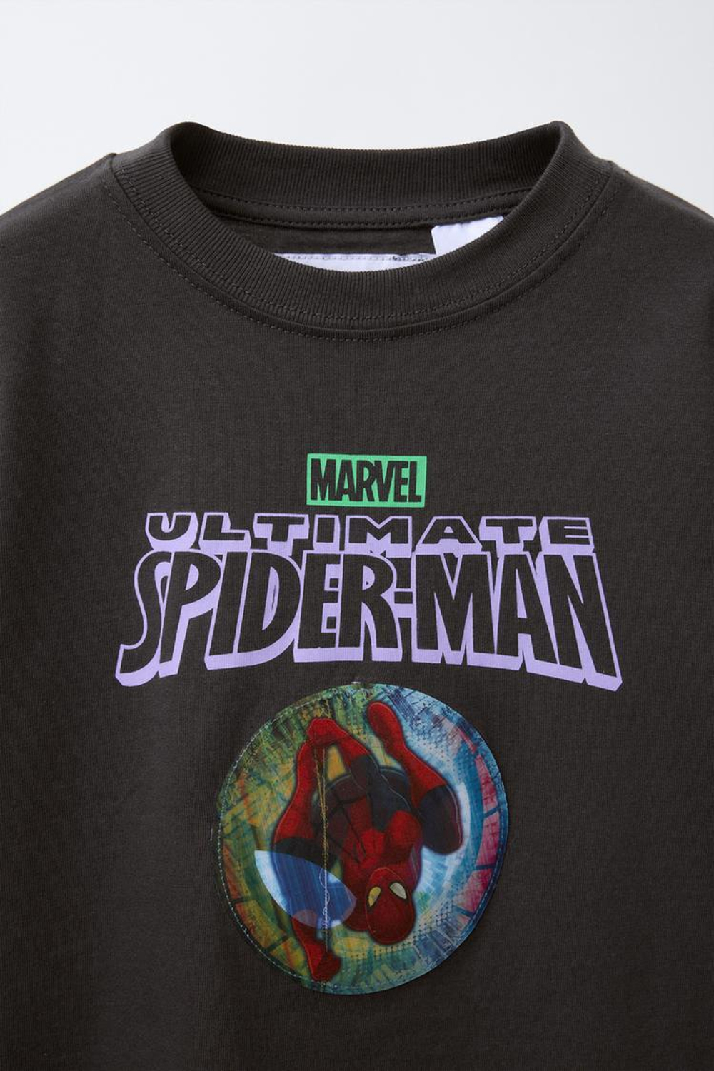 ZARA ФУТБОЛКА С ПРИНТОМ SPIDER-MAN © MARVEL LENTICULAR, ТЕМНЫЙ АНТРАЦИТ