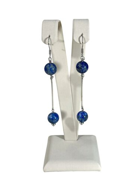 Серьги лазурит с палочкой в стиле минимализм