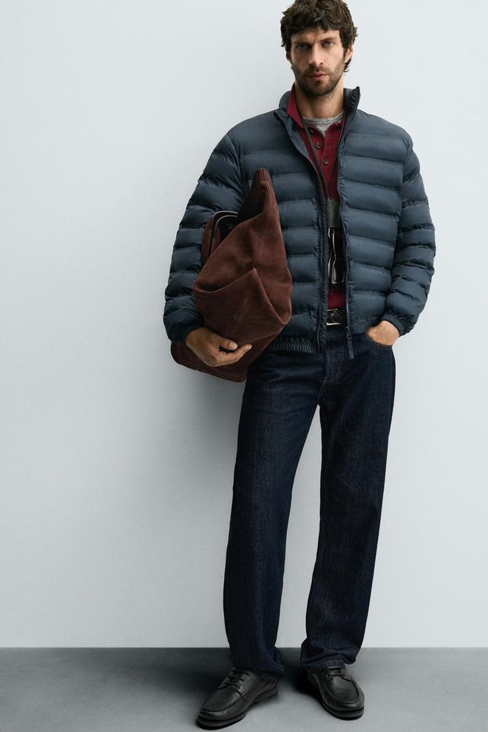 ZARA ЛЕГКАЯ СТЕГАНАЯ КУРТКА WATER REPELLENT, МОРСКОЙ СИНИЙ