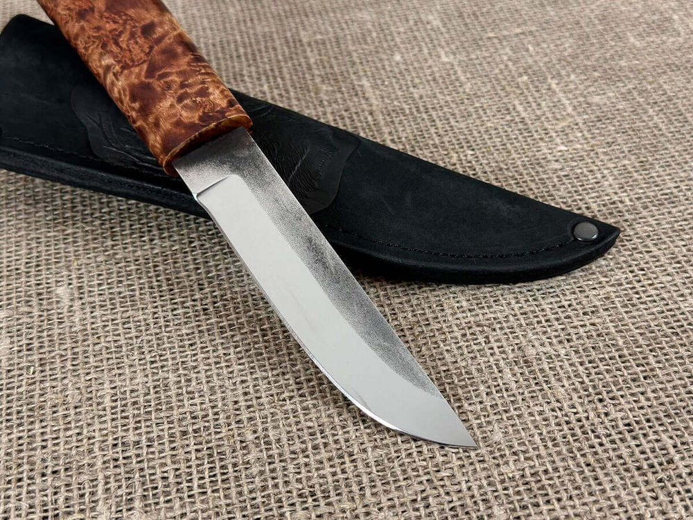 Нож Ханты-Манси, сталь Х12МФ, рукоять мореная карельская берёза