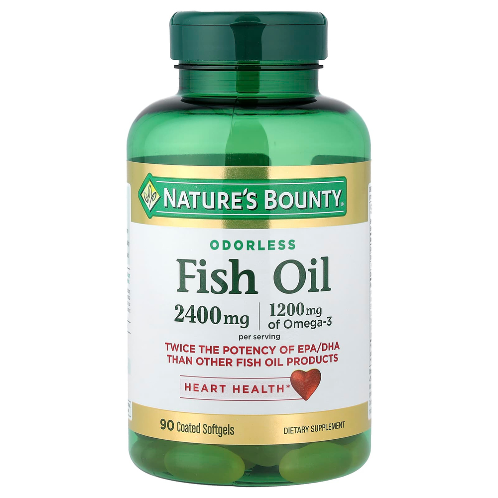 Nature's Bounty, рыбий жир, без запаха, 90 капсул с оболочкой (1200 мг в 1 капсуле)