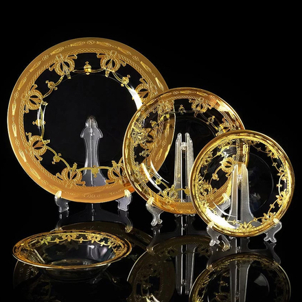 Migliore De Luxe Набор тарелок Dinastia, хрусталь, декор золото 24К - 4шт