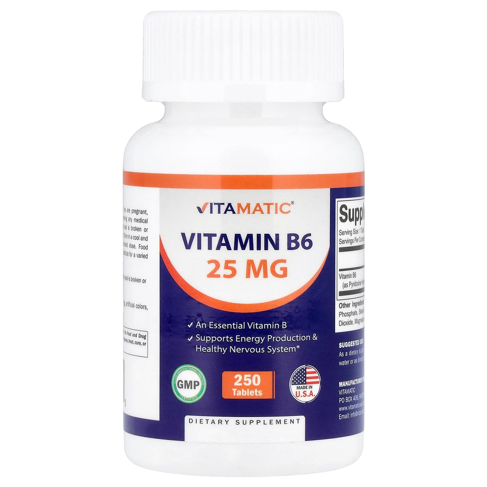 Vitamatic, Витамин B6, 25 мг, 250 таблеток