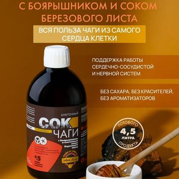 Сок Чаги клеточный с боярышником и соком березового листа