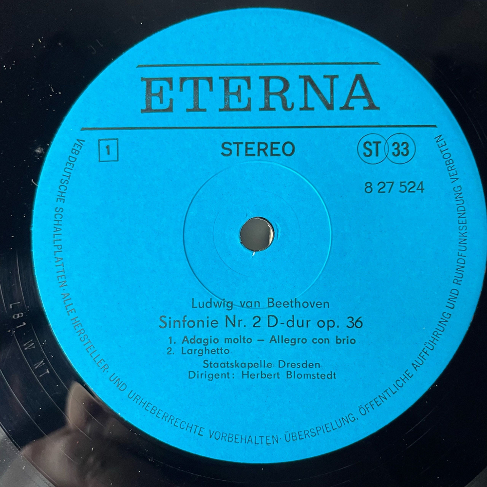 Винтажная виниловая пластинка LP Бетховен Beethoven, Симфония Sinfonie Nr. 2 D-dur Op. 36, Sinfonie Nr. 9 D-moll Op. 125 (ГДР 1984)