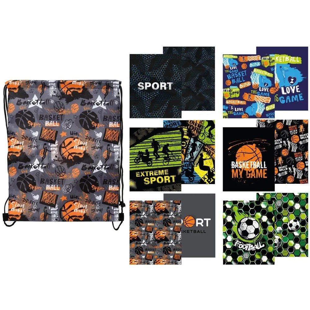 Сумка - мешок для сменной обуви Basir, серия "СПОРТ", с рисунком спортивной тематики, ассорти цветов Сумка - мешок для сменной обуви Basir, серия "СПОРТ", с рисунком спортивной тематики, ассорти цветов