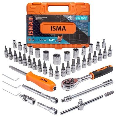 Набор инструмента 46пр. 1/4''(6-гран.)(4-14мм) ISMA ISMA-2462-5 EURO
