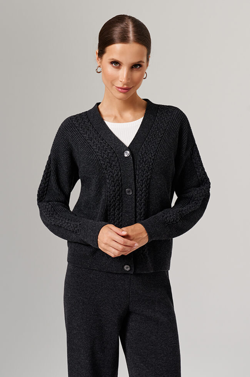 1908 Кардиган женский (темно-серый меланж)