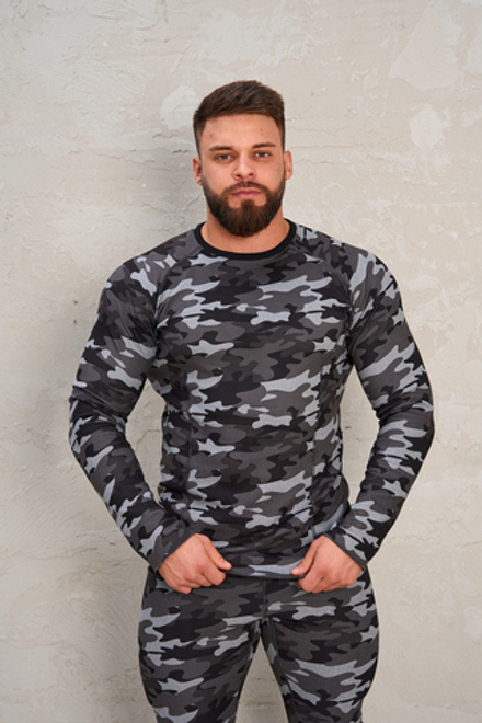 Комплект термобелья мужского двухсторонего ТМ LEGENDA черное/серый камуфляж