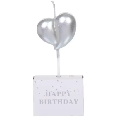 Свеча в торт «Любовь» 7.5 см, серебро