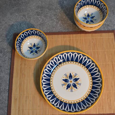 Набор подарочный 5 предметов (тарелка 20,5см 1шт, пиала 330мл 4шт), 8988