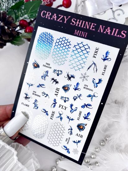 Слайдер-дизайн Crazy Shine Nails mini Foil: Синие драконы
