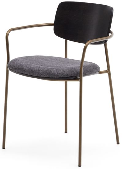 Стул Maureen ясеневый шпон в темной отделке и металл с отделкой из латуни Испания la Forma