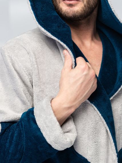 Халат мужской DIEGO с капюшоном морская волна &quot;Polens&quot;