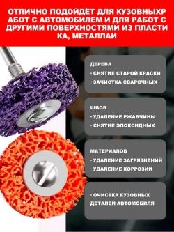 Зачистной диск по металлу (коралловый диск для удаления ржавчины) 50 мм для дрели и шуруповерта фиолетовый 4 шт.