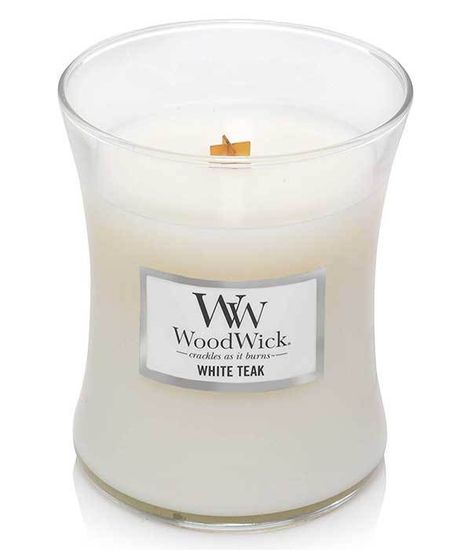 Белый тик, ароматическая свеча, WoodWick