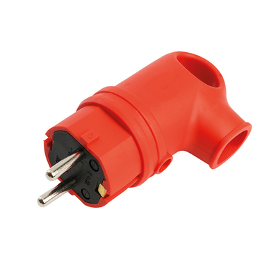 Вилка угловая с/з STEKKER, RPG16-21-442 , каучук, 250В, 16A, IP44, красный 39253