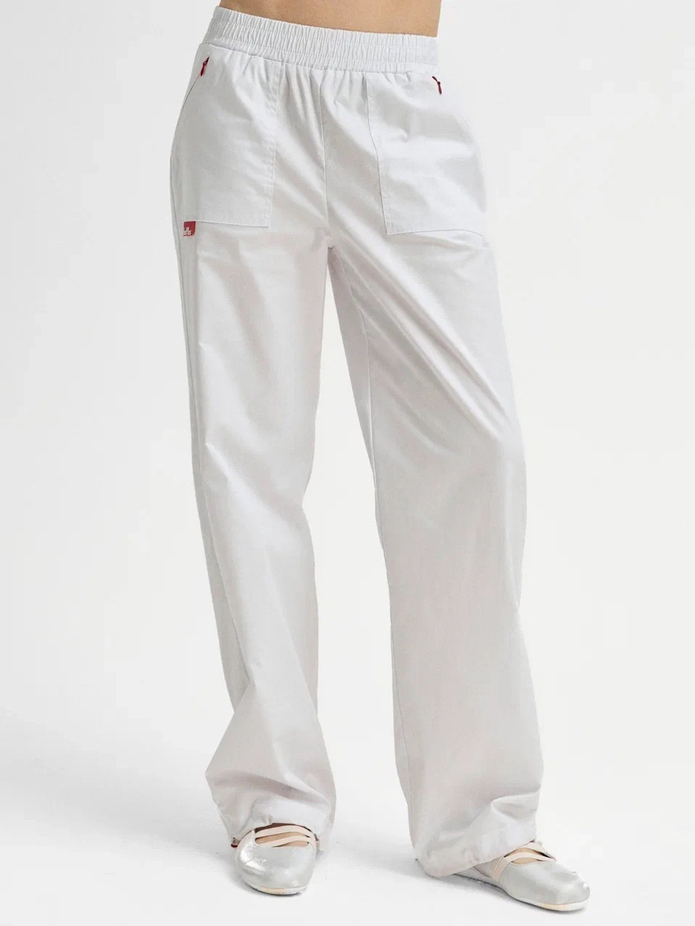 Брюки свободные медицинские женские Йошо, белый хлопок