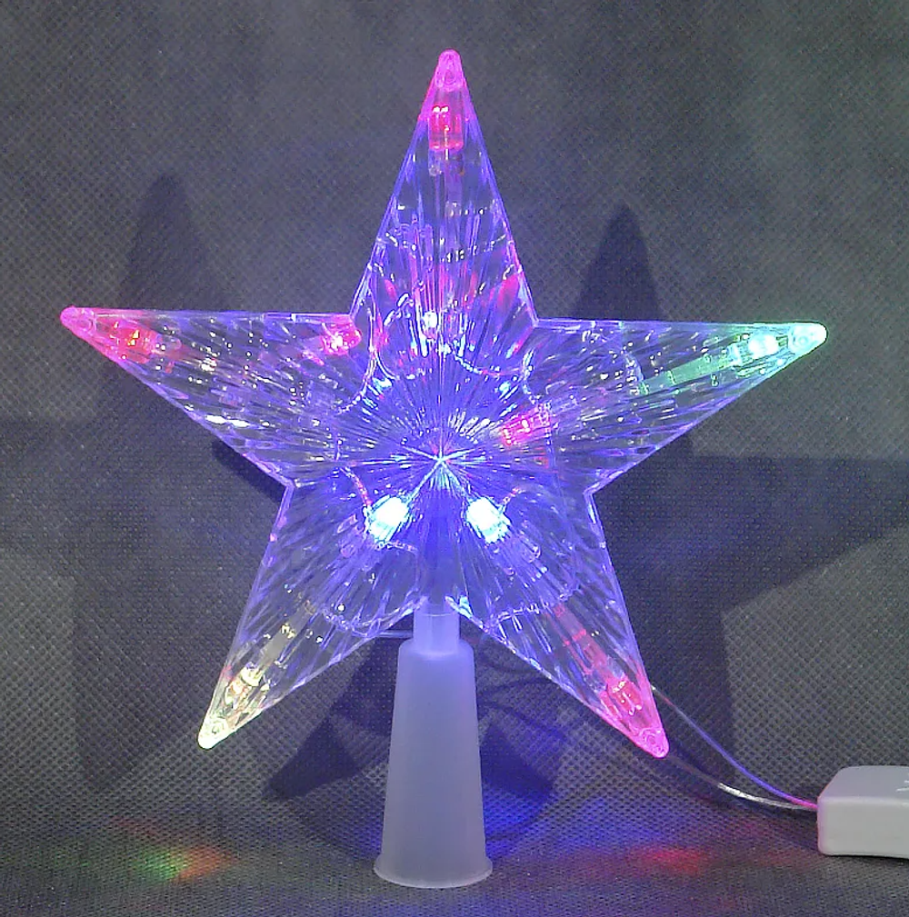 Звезда на макушку 14х17см. Прозрачная цветная RohsLED A2