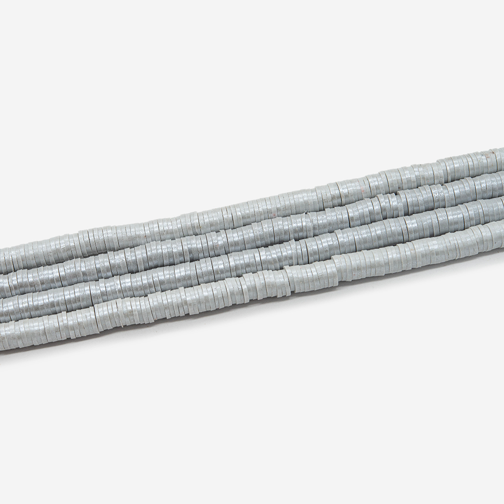 Бусины хеши, каучук с напылением, оттенок "Серебро", 6*1мм