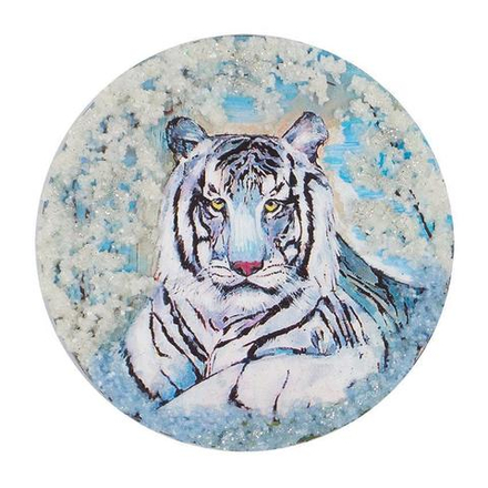 Магнит с рисунком "Белый тигр" змеевик 110х110 мм 95 гр. R117752