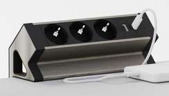 Блок розеток настольный с двумя крепежами (3 розетки, USB-A, USB-C) G4103Y-2AC.N Серебро/Черный 215