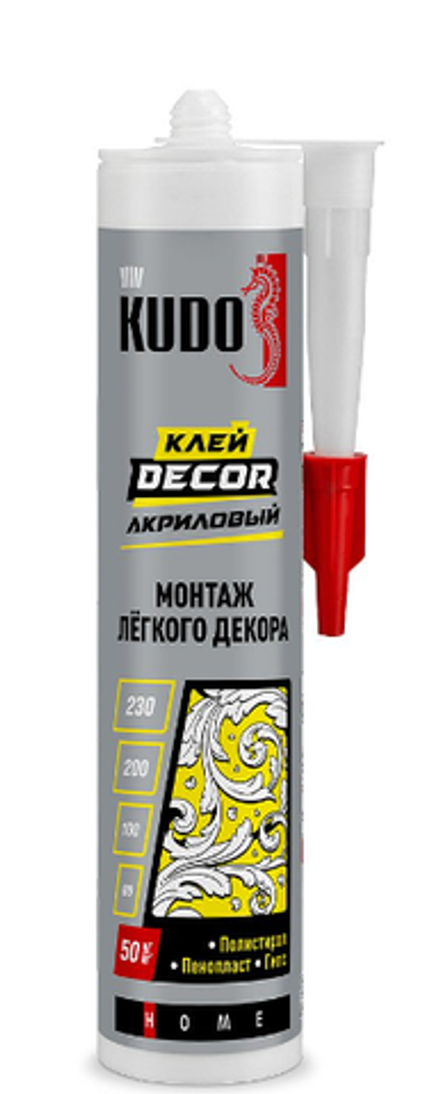 Клей вместо гвоздей "KUDO" для легкого декора, акриловый белый 280мл (12шт) КВК-311