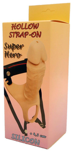 Полый страпон Boys of Toys на ремешках, 16,5 см (телесный)