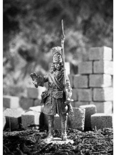 Оловянный солдатик офицер гренадерской роты Преображенского полка, 1702-1708 г. г.