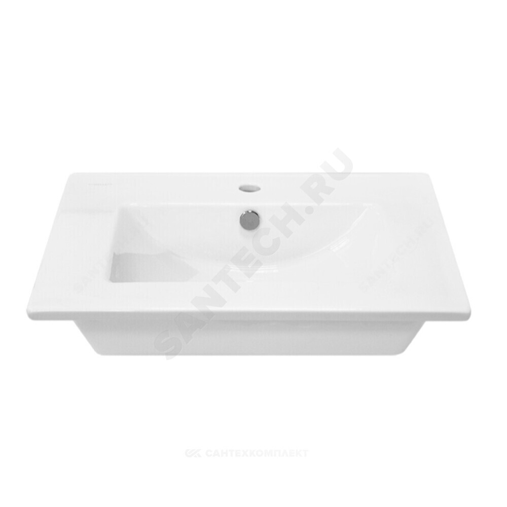 Умывальник мебельный Quadro 60 1 отверстие под смеситель по центру белый Sanita Luxe QDR60SLWB01