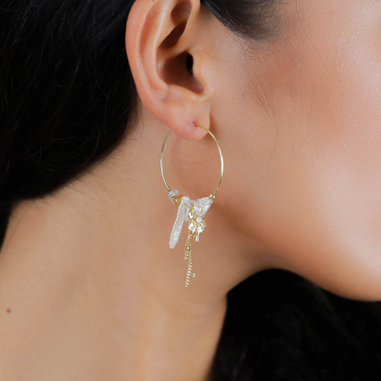 Серьги Franck Herval, Bianca, с розовой раковиной, горным хрусталем и стразами, FH26.1-12-70173 (зол