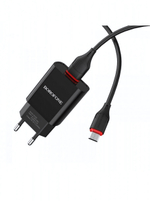 Зарядное устройство Borofone BA20A 2.1A USB + кабель microUSB Black