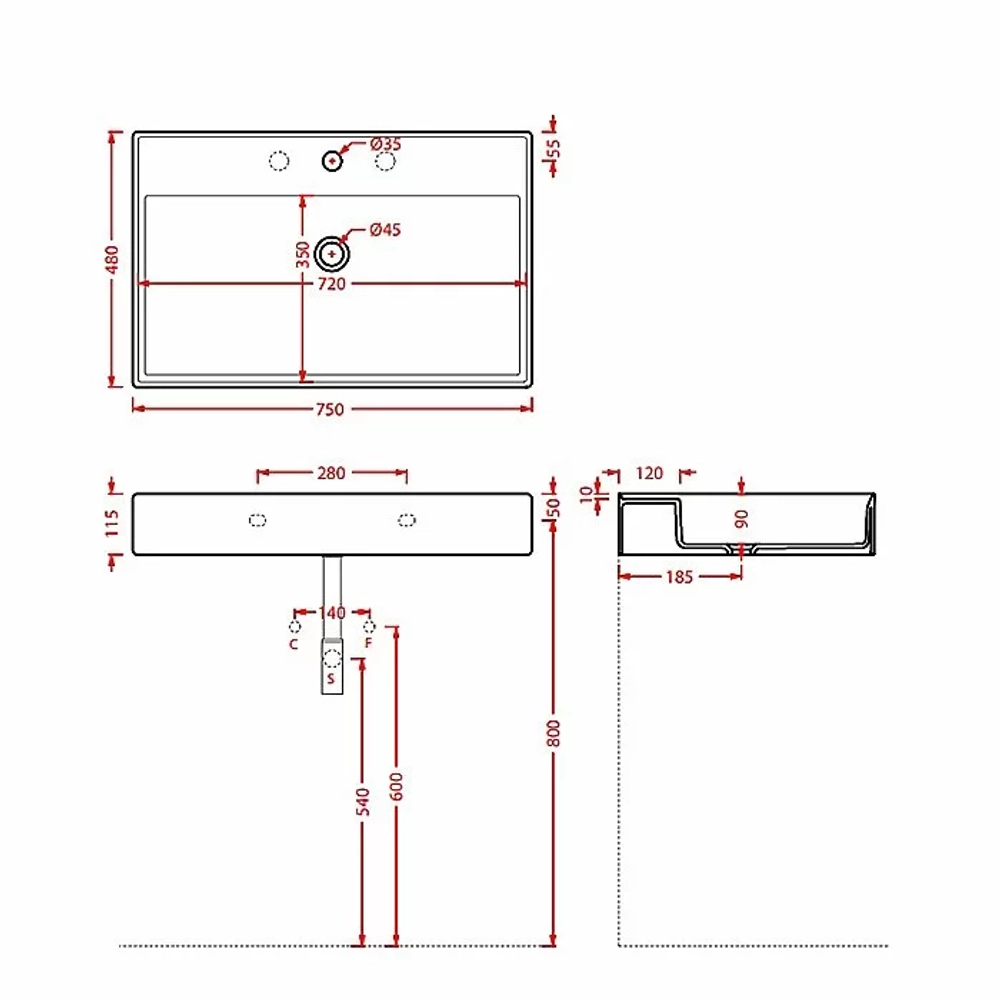 Раковина Artceram Scalino 75 SCL008 01 00 Bianco